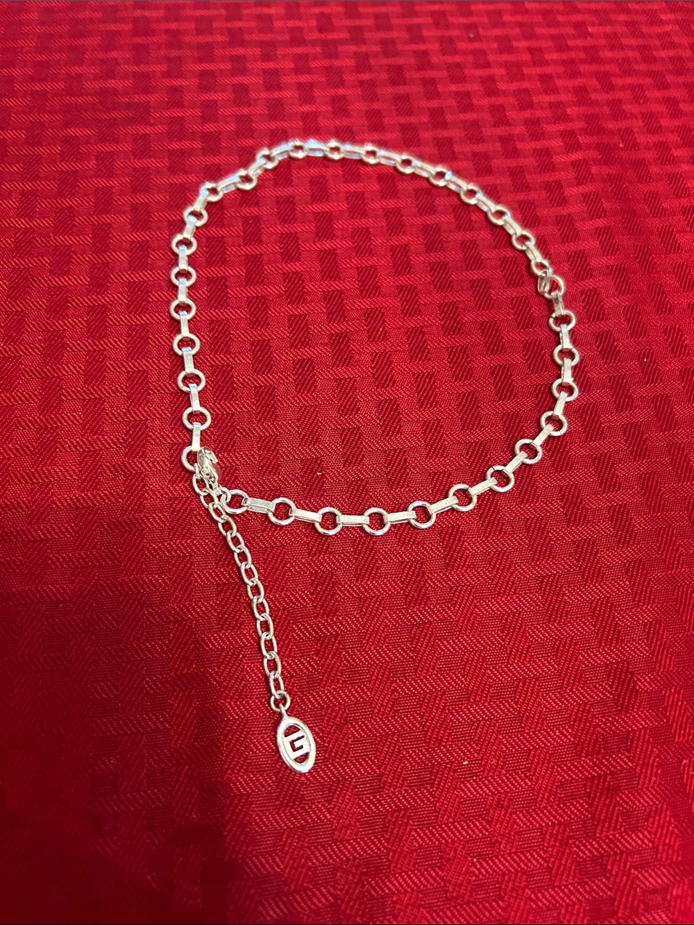 Classic Circle Link Adjustable Necklace in Silver Tone